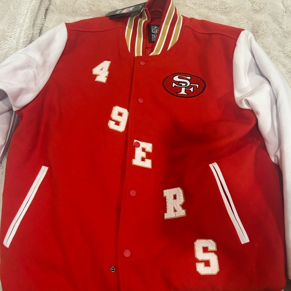 NFL 49ers Varsity Jacket - Red and White - Picture 3 of 4